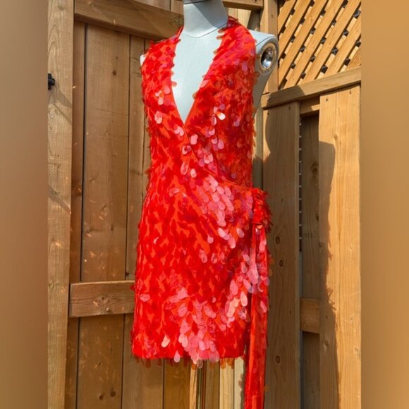 🆕 MISHA COLLECTION 🧿 NWOT Red Sapphire Sequins Mini Dress, Sz M - US 6 - Picture 11 of 16